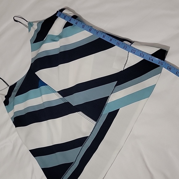 Calvin Klein Jean's Blue Striped V- Neck Cami Blouse - Picture 3 of 9